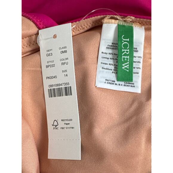 NWT J. Crew Ruched Ruffle One Piece Swimsuit Radiant Fuchsia Size 14 - Picture 5 of 13